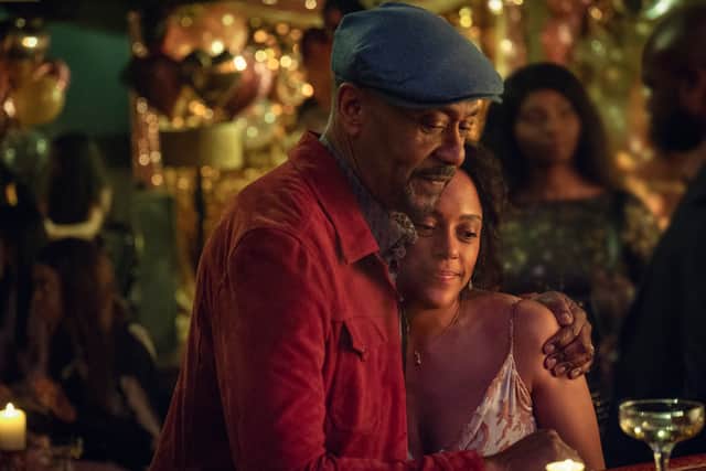 Lenny Henry as Clint Donovan, Rosalind Elezar as Kat Donovan in Missing You.