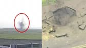 WW2 bomb explodes on airport taxiway.