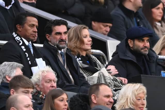 Newcastle United chairman Yasir Al-Rumayyan alongside former co-owners Amanda Staveley and Mehrdad Ghodoussi