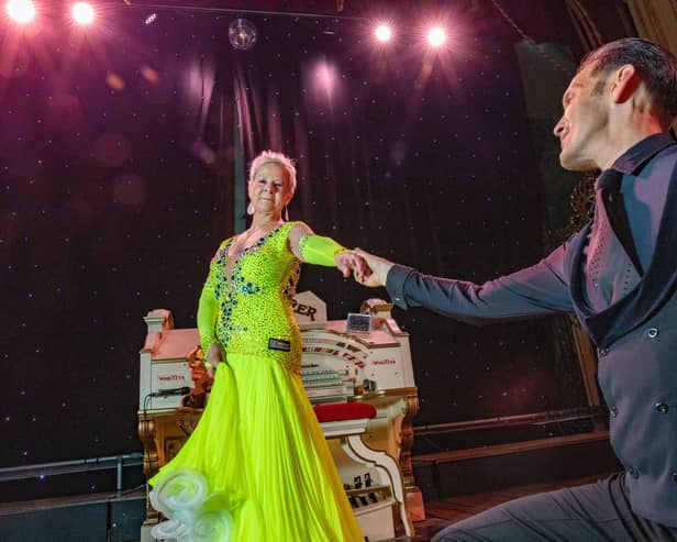 Terri Picton-Clark and dance partner Glenn Badham at the world-famous Blackpool Tower Ballroom