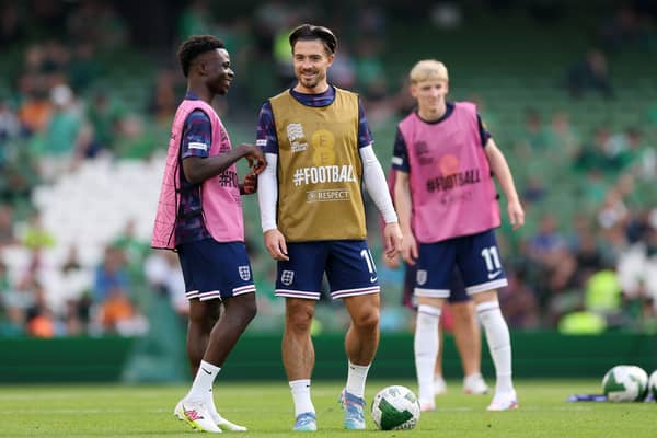 Jack Grealish and Bukayo Saka in England training.