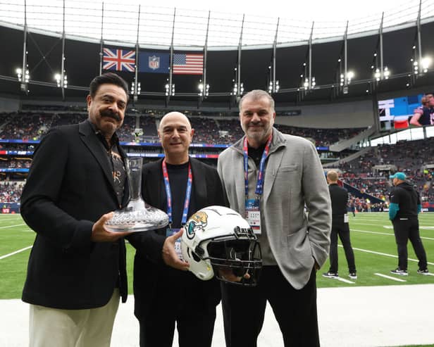 Ange Postecoglou (R) and Daniel Levy (C) have been handed latest update on potential investment opportunities