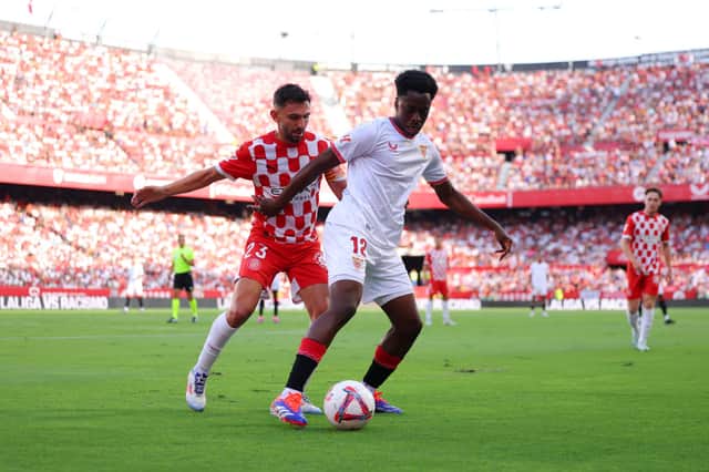 Albert Sambi Lokonga in action for Sevilla during La Liga clash against Girona