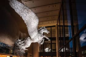 Dine under the magnificent Pegasus sculpture at the Brasserie of Light