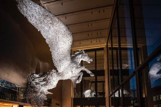 Dine under the magnificent Pegasus sculpture at the Brasserie of Light