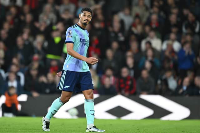 William Saliba was sent off against Bournemouth.