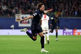 Arsenal target Dusan Vlahovic celebrates scoring for Juventus in Champions League