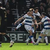 Kieran Morgan celebrates scoring for QPR.