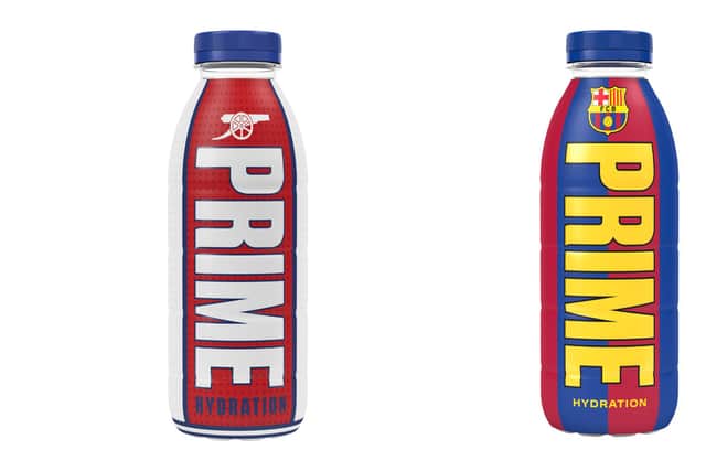 Prime Hydration launches limited edition Arsenal and Barcelona drinks for football fans (Photo: Iceland)