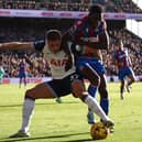 Van de Ven battles with Ismalia Sarr at Selhurst Park.