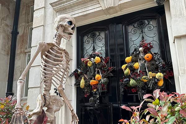 A house is decorated for Halloween in London