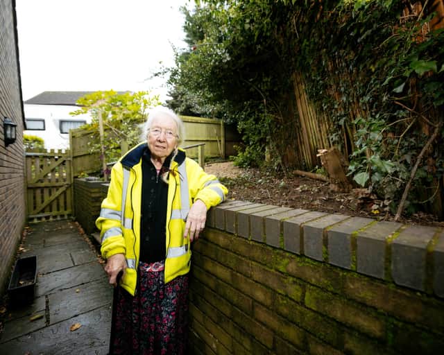 Betty Calloway (90) from Stirchley, who has  issues with an overgrown council hedge that has turned her dream move into a nightmare.