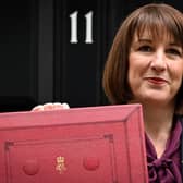 Rachel Reeves poses with the red Budget Box as she leaves 11 Downing Street to present the government's annual Autumn budget to Parliament (Photo: JUSTIN TALLIS/AFP via Getty Images)