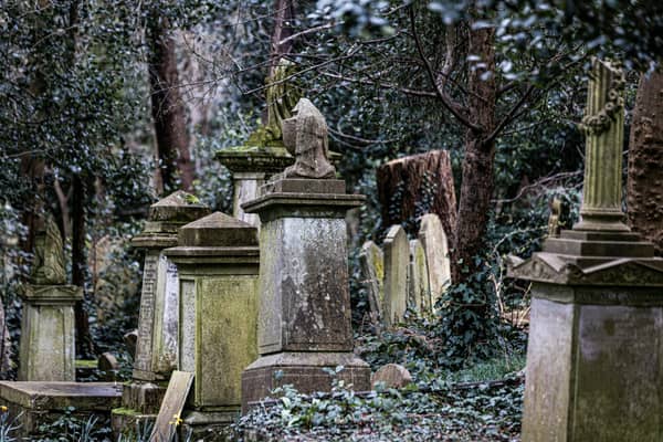 Old tombstones at Highgate Cemetery 