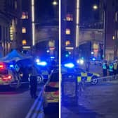 Cowgate was swarming with police and forensics after a 74-year-old man was hit by a bus