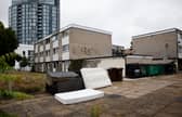 Fly tipping outside Woburn and Bedford Court which are set to be demolished to make way for new homes