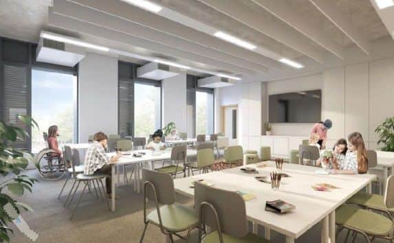 An artist's impression showing how a classroom inside the new school could look