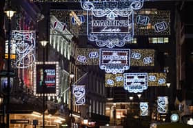 Lots of dazzling lights on St Martin's Lane 