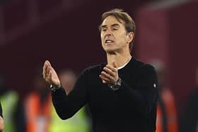 West Ham United's Spanish manager Julen Lopetegui gestures on the touchline during the English Premier League football match between West Ham United and Everton at the London Stadium