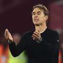 West Ham United's Spanish manager Julen Lopetegui gestures on the touchline during the English Premier League football match between West Ham United and Everton at the London Stadium