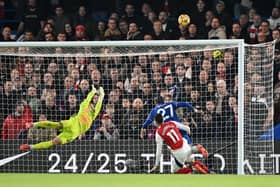 Malo Gusto misses against Arsenal.