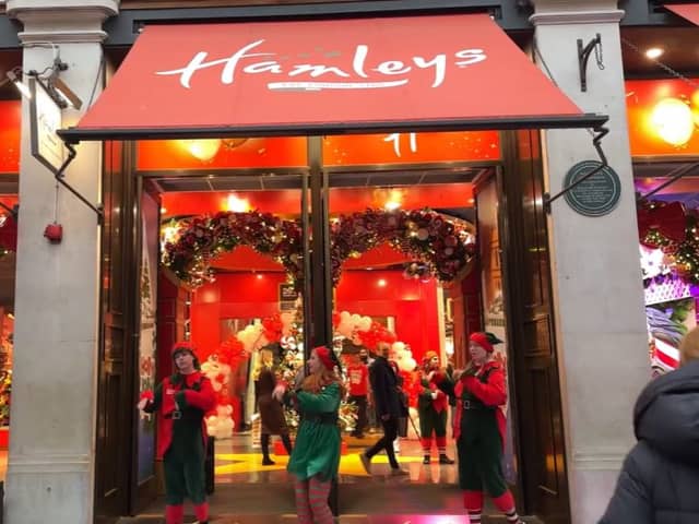 The unveiling of this year's Christmas window display included a performance by dancing elves 