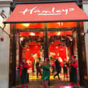 The unveiling of this year's Christmas window display included a performance by dancing elves 
