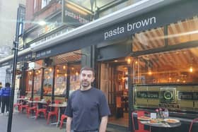 Pasta Brown general manager, Harry Brown, outside the restaurant in Covent Garden