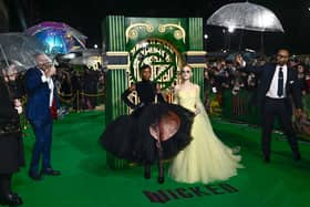 Cynthia Erivo and Ariana Grande arrive on the green carpet at the Wicked premiere 
