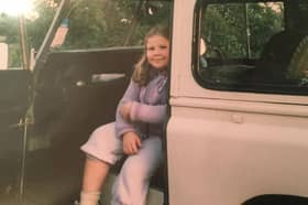 Please enjoy this photo of me, in our Land Rover when I was a child 