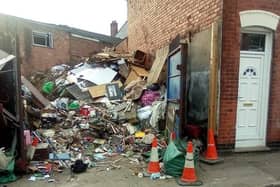 The huge mountain of rubbish has built up at a property in Dalkeith Street