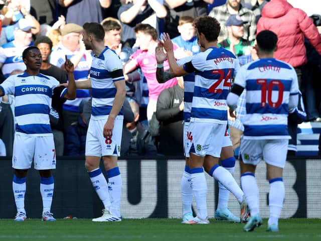 Kader Dembele celebrates scoring against Portsmouth. 