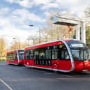 The new electric 358 bus shown charging at Crystal Palace bus station
