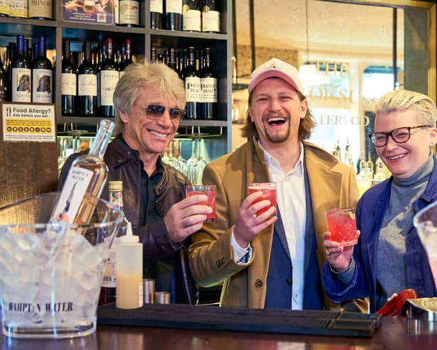 The rock star and his son enjoyed a rose cocktail 