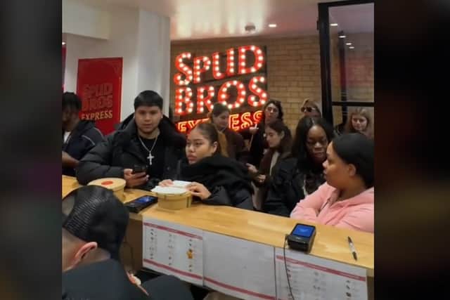 Customers in London have been queuing out the door at the new Spud Bros Express restaurant in Soho - a prime spot next to the Apollo Theatre in Archer Street, off bustling Shaftesbury Avenue in the West End