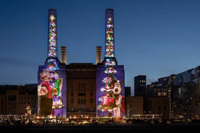 Wallace and Gromit bring Christmas cheer to Battersea Power Station
