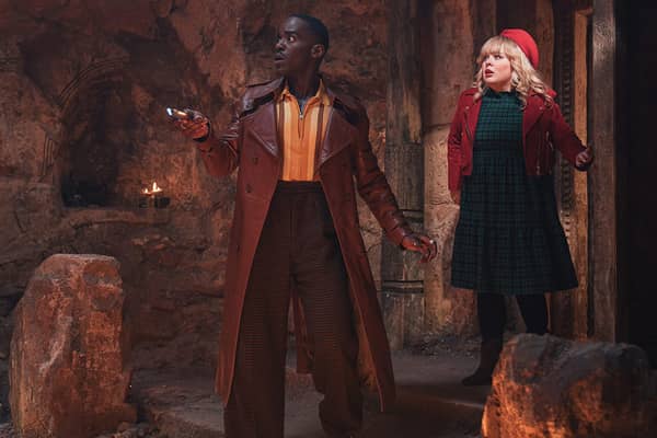 The Doctor (Ncuti Gatwa) and Joy (Nicola Coughlan). Photo: BBC Studios/James Pardon