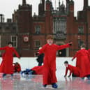 Choir boys skate at Hampton Court Palace 
