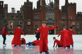 Choir boys skate at Hampton Court Palace 
