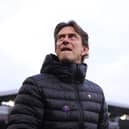 Thomas Frank, Manager of Brentford, looks on prior to the Premier League match between Brentford FC and Leicester City FC at Gtech Community Stadium on November 30, 2024 in Brentford, England. (Photo by Ryan Pierse/Getty Images)