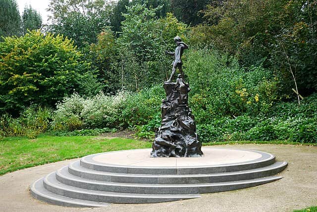 A statue of Peter Pan in Kensington Gardens