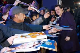 Jim Carrey interacts with fans during Sonic 3 premiere in London 