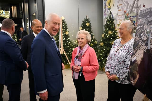 King Charles III meets Rita Kelly, a former worker at Battersea Power Station