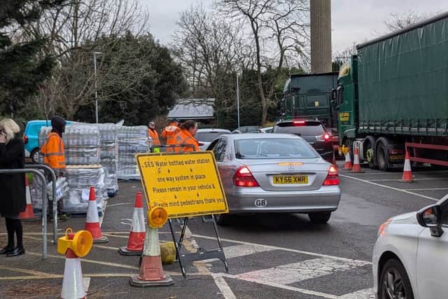Since the ‘complex fault’ was first reported at the Cheam Water Treatment Works on Monday evening (December 16), SES Water has installed three temporary water bottle collection points to support the affected households.