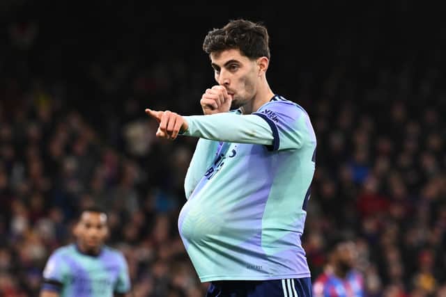 Kai Havertz celebrates at Selhurst Park.