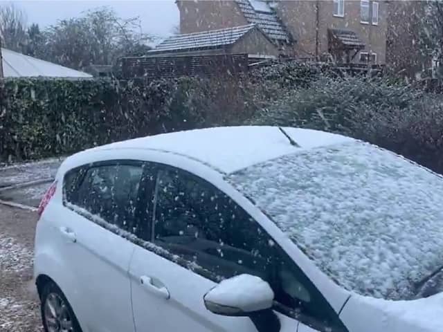 Snow falls in Leicestershire.