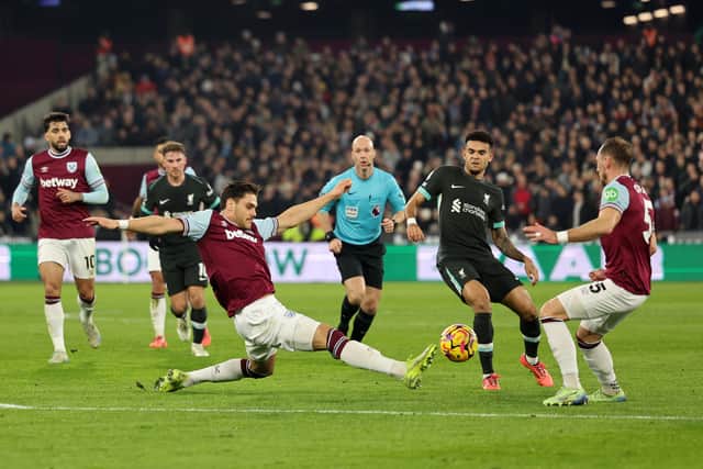 Mavropanos in action against Liverpool.
