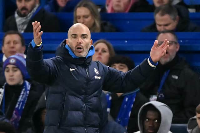 Chelsea's Italian head coach Enzo Maresca reacts during the English Premier League football match between Chelsea and Fulham at Stamford Bridge in London on December 26