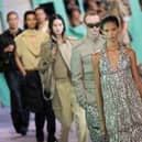 Models walk the runway at the Burberry show during London Fashion Week September 2024