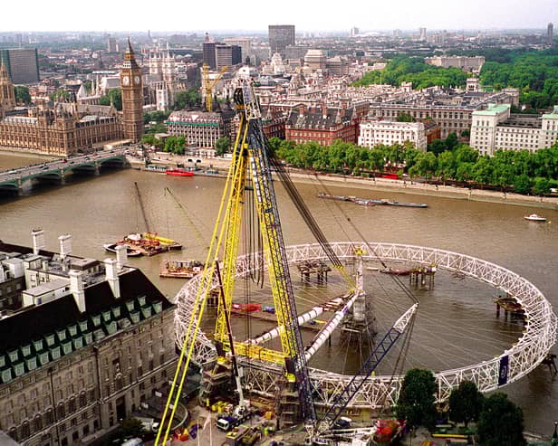 The 'London Eye', The Largest Observation Wheel In The World, Is Under Construction As Part Of The New Millenium Pier On The South Bank Of The River Thames In London, August 27Th, 1999. 